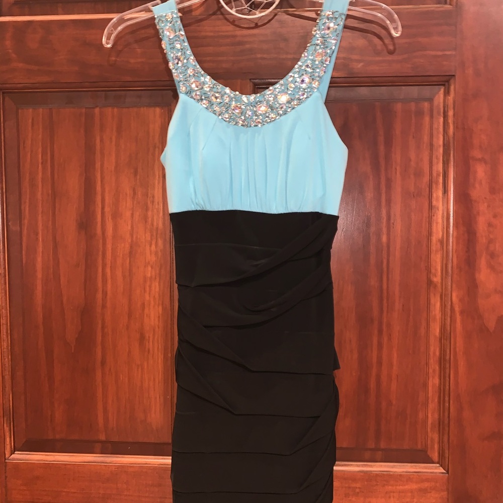 Sky Blue Dress with Rhinestones